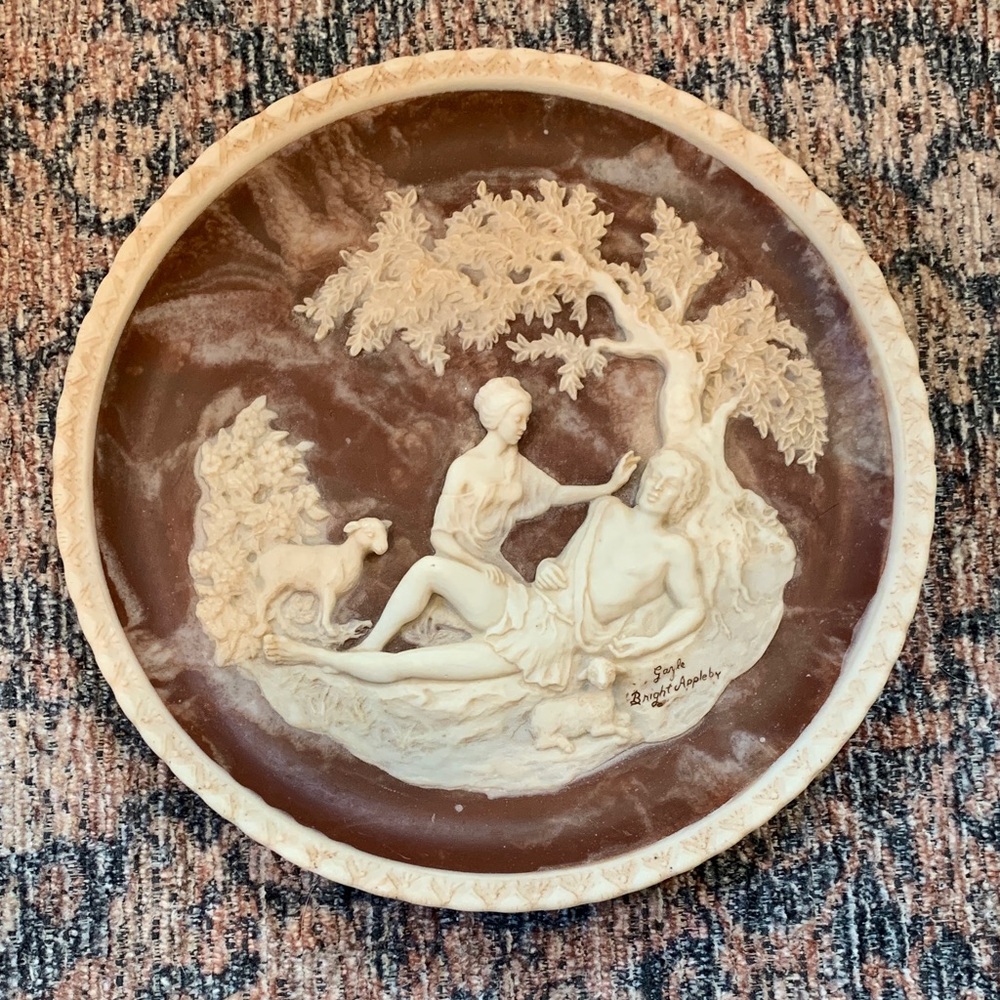 Vintage Gayle Bright Appleb Decorative Stone Plate